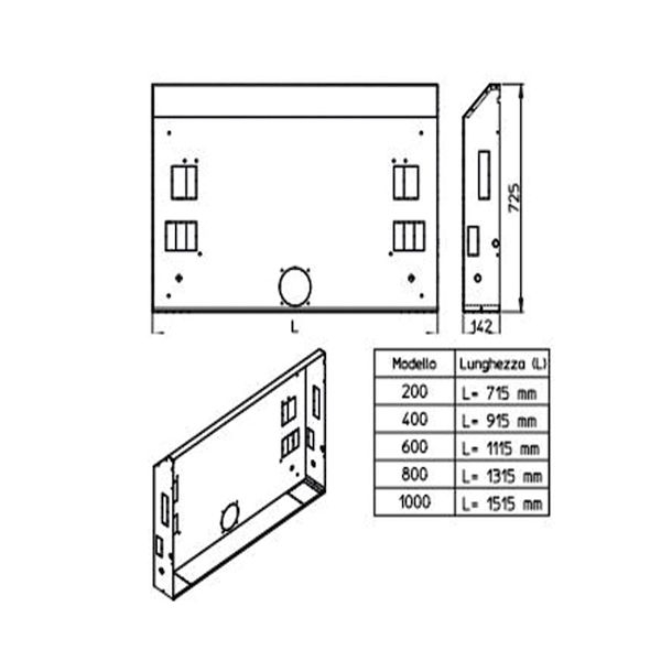 Cassaforma in lamiera zincata per installazione L00568II